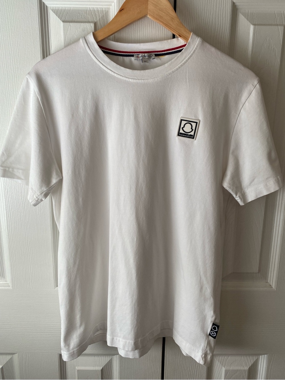 MONCLER White Logo Patch Cotton Stretch Short Sleeve T-Shirt M